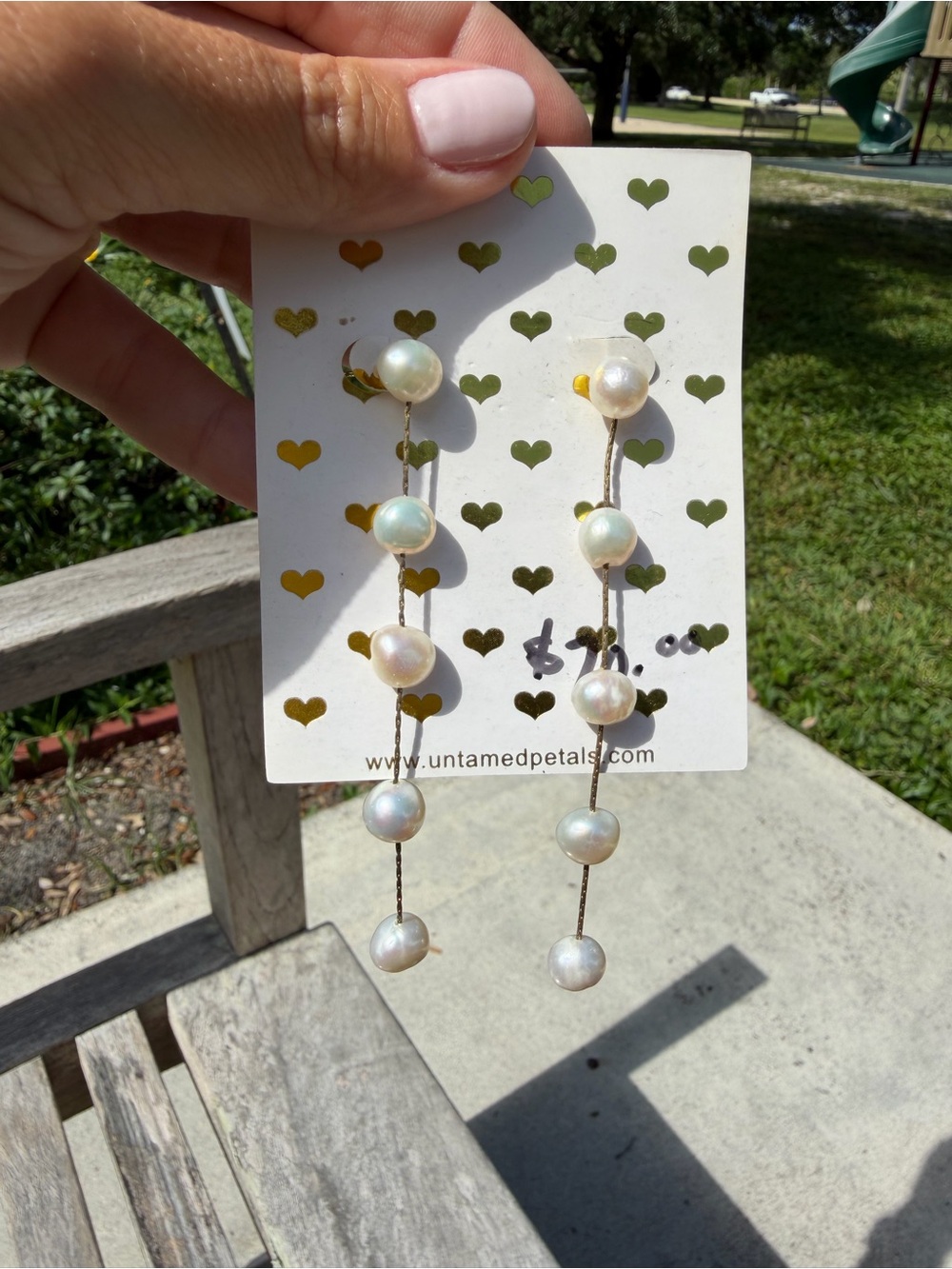 UNTAMED PETALS BY AMANDA JUDGE Gold and White Pearl Drop Earrings